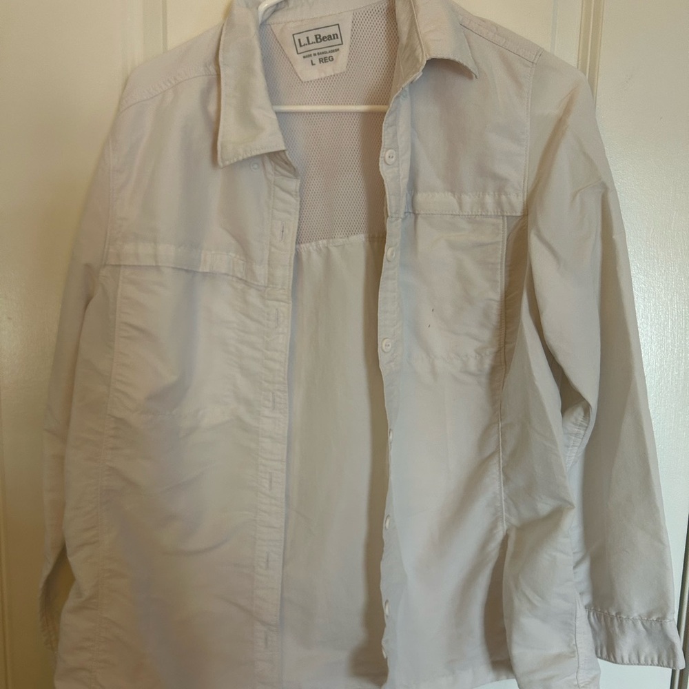 Button down sun protected fabric utility blouse